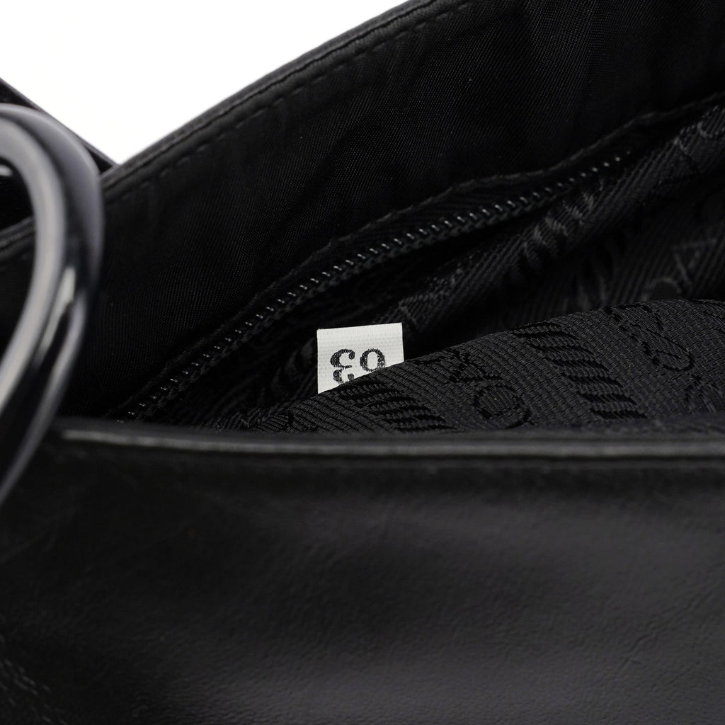 Black Vitello Plastic Hobo Shoulder Bag