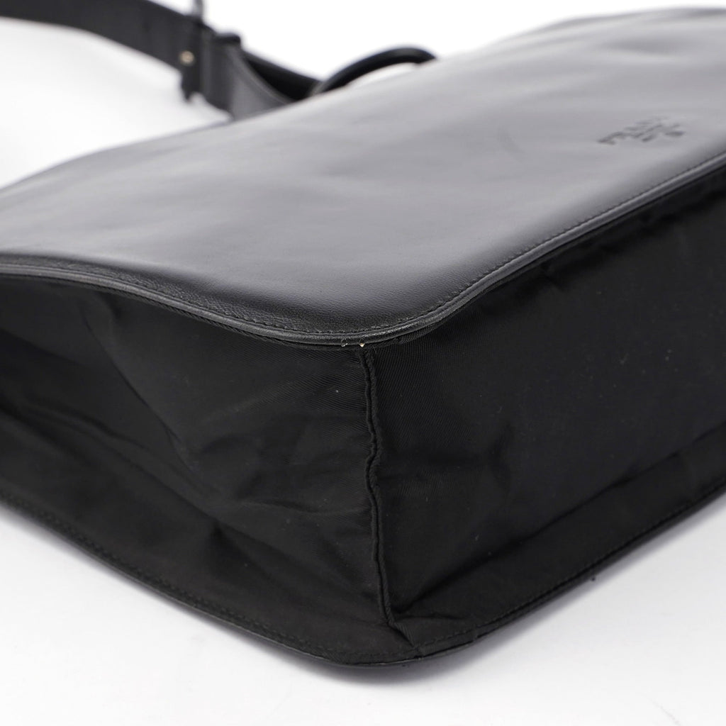 Black Vitello Plastic Hobo Shoulder Bag