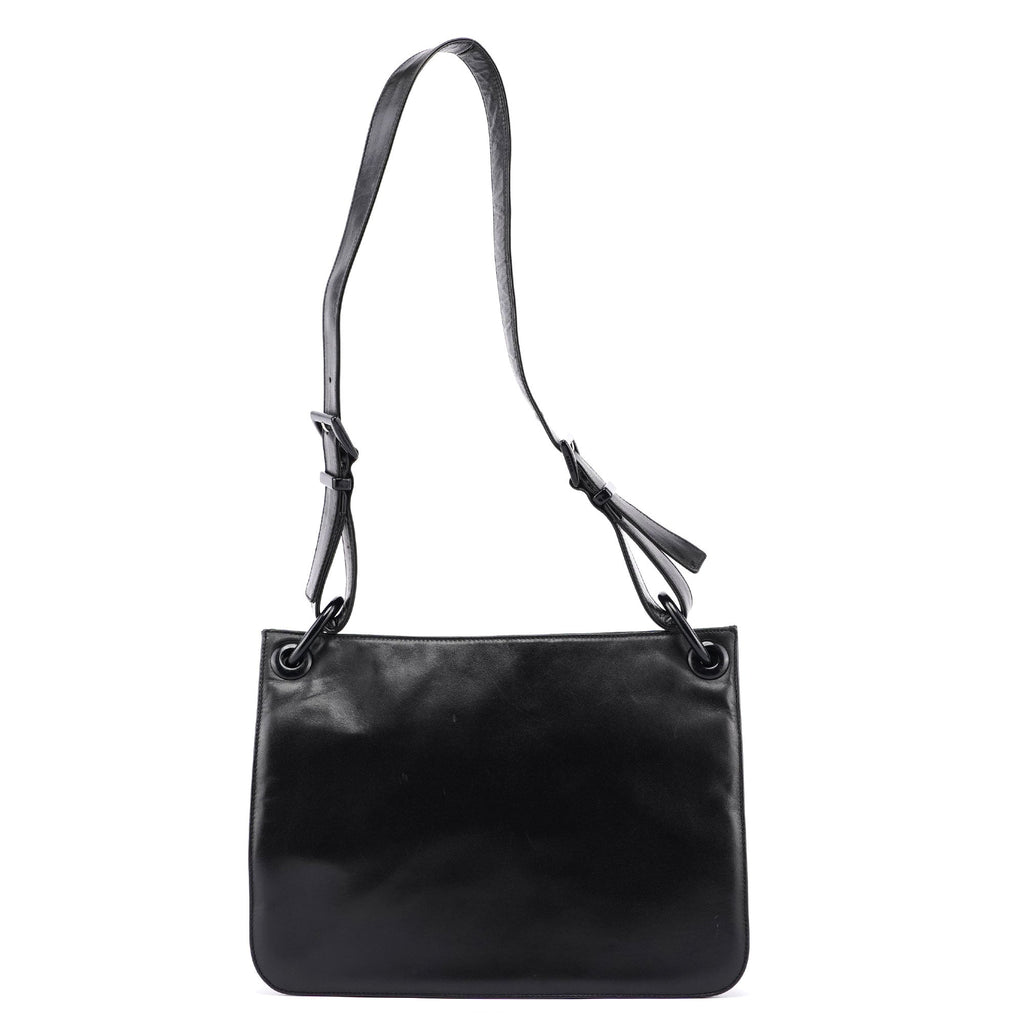 Black Vitello Plastic Hobo Shoulder Bag