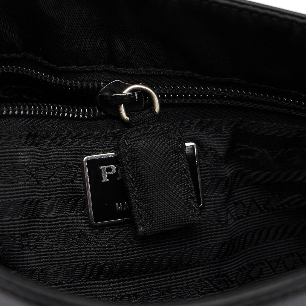 Black Vitello Plastic Hobo Shoulder Bag
