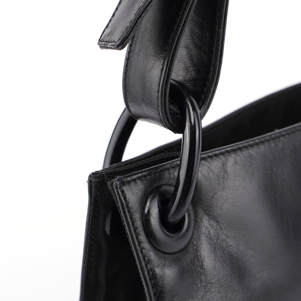 Black Vitello Plastic Hobo Shoulder Bag