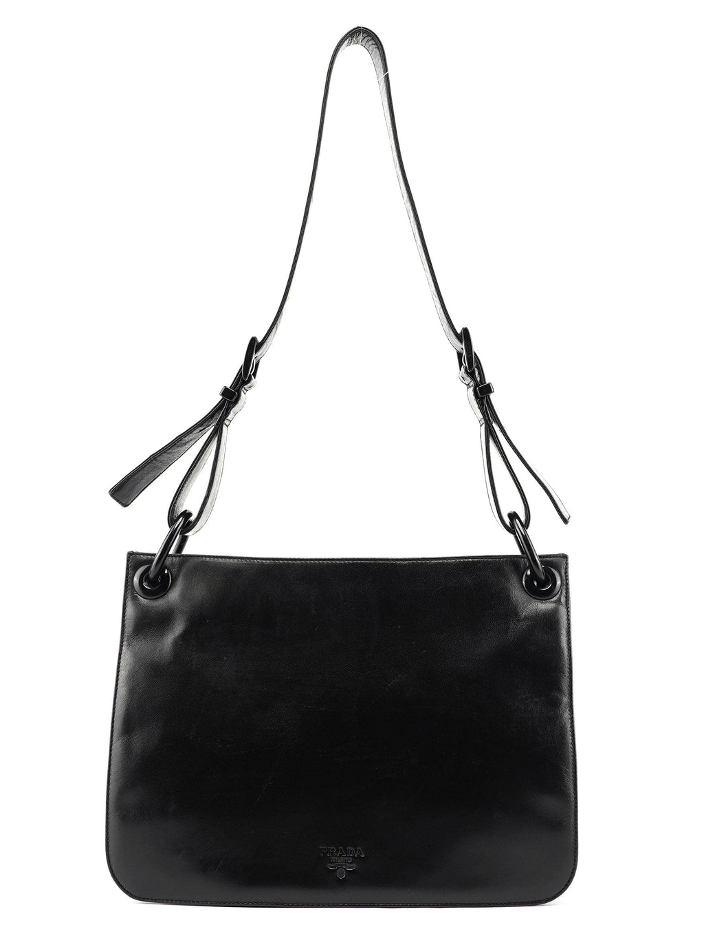 Black Vitello Tessuto Shoulder Bag