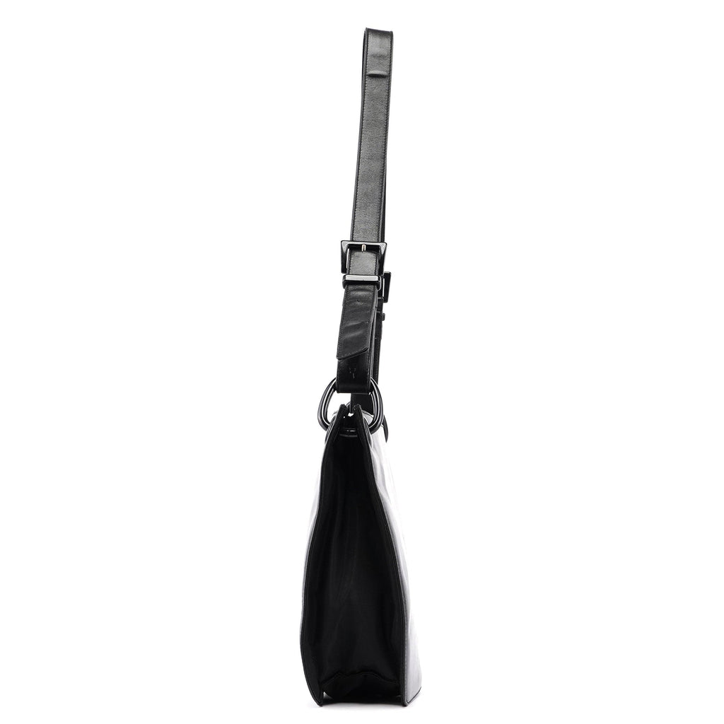 Black Vitello Tessuto Shoulder Bag