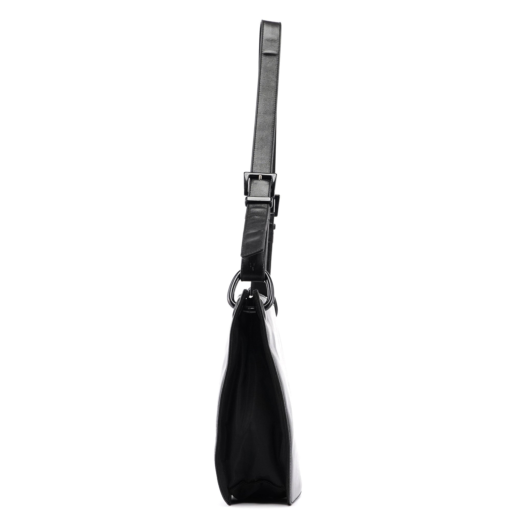 Black Vitello Tessuto Shoulder Bag