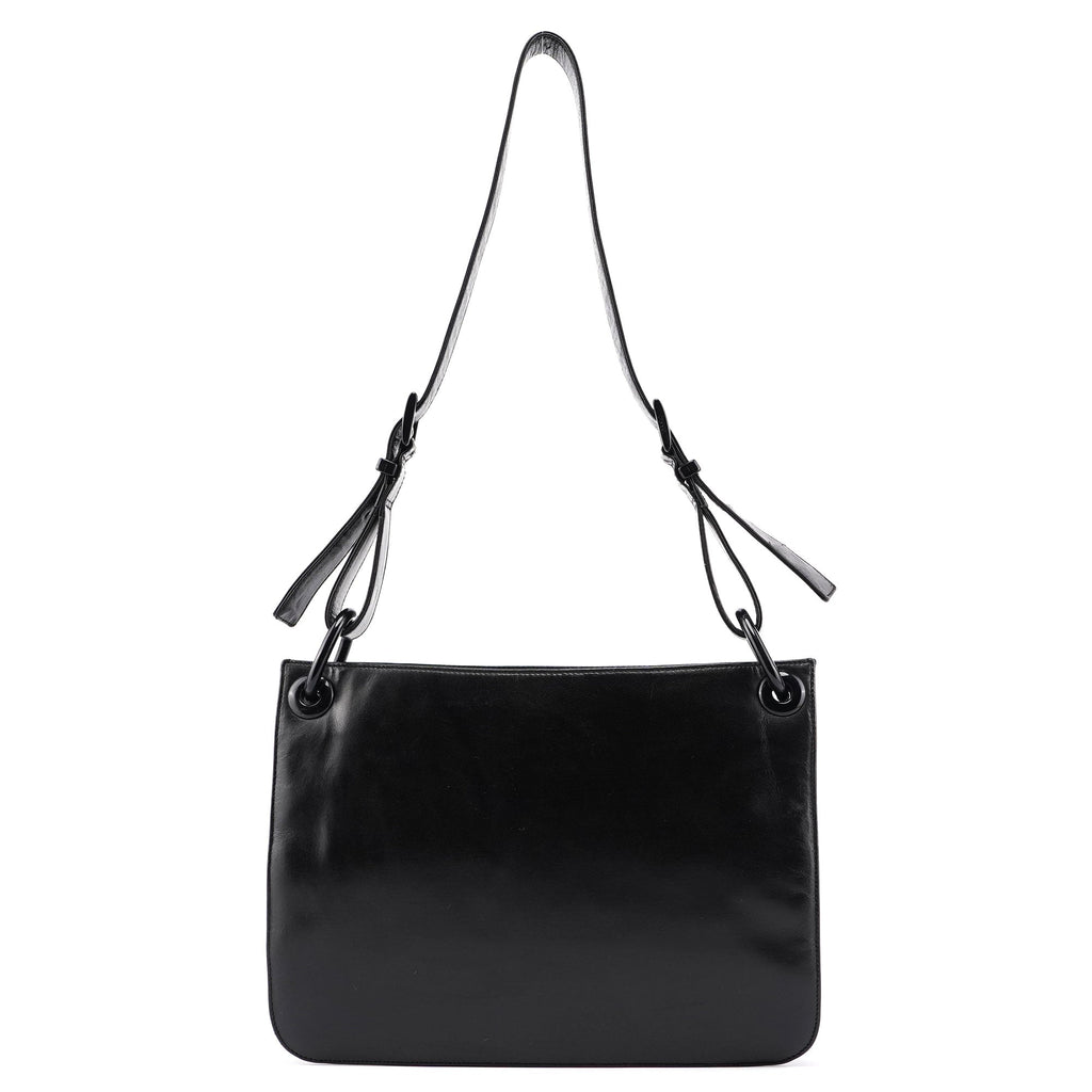 Black Vitello Tessuto Shoulder Bag