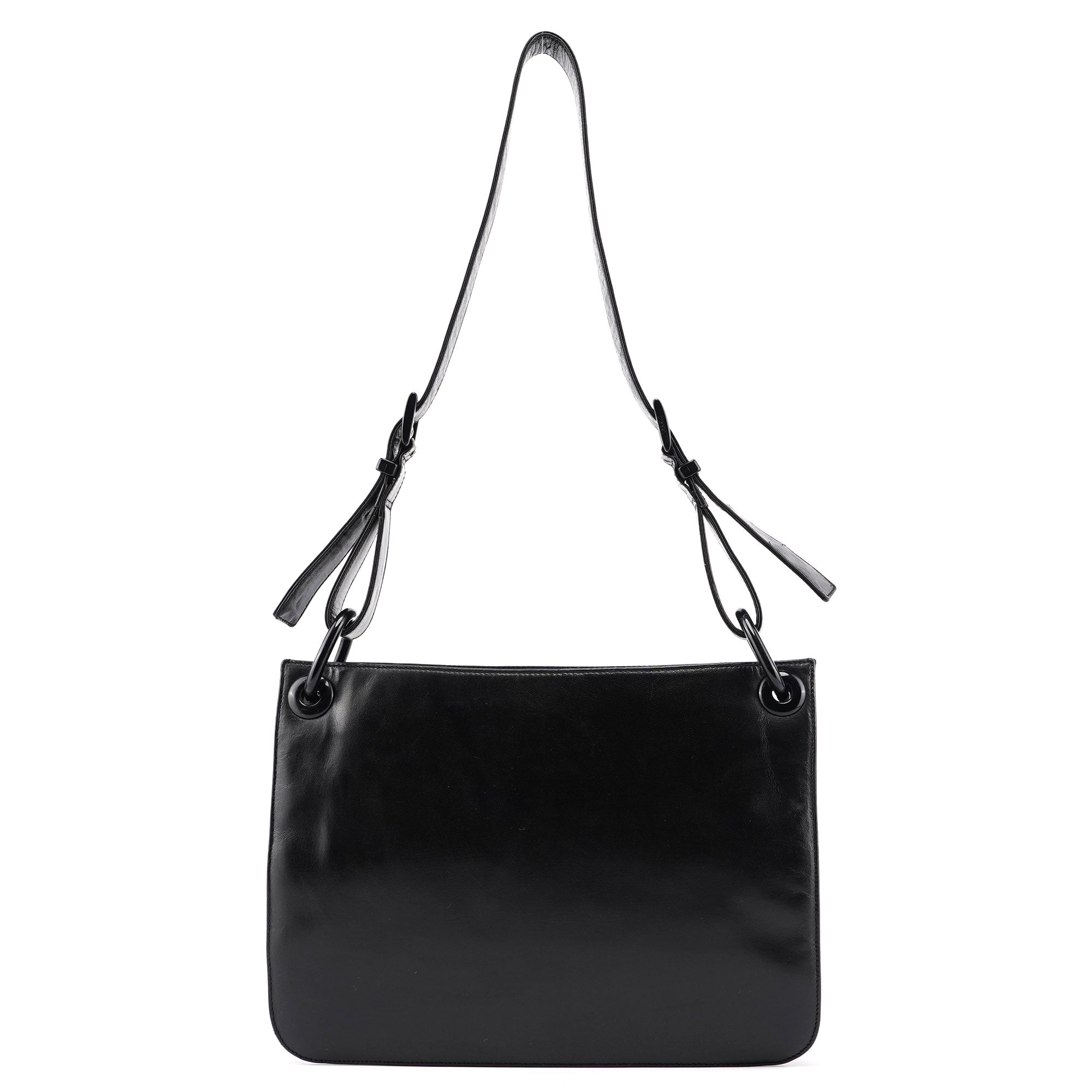 Black Vitello Tessuto Shoulder Bag