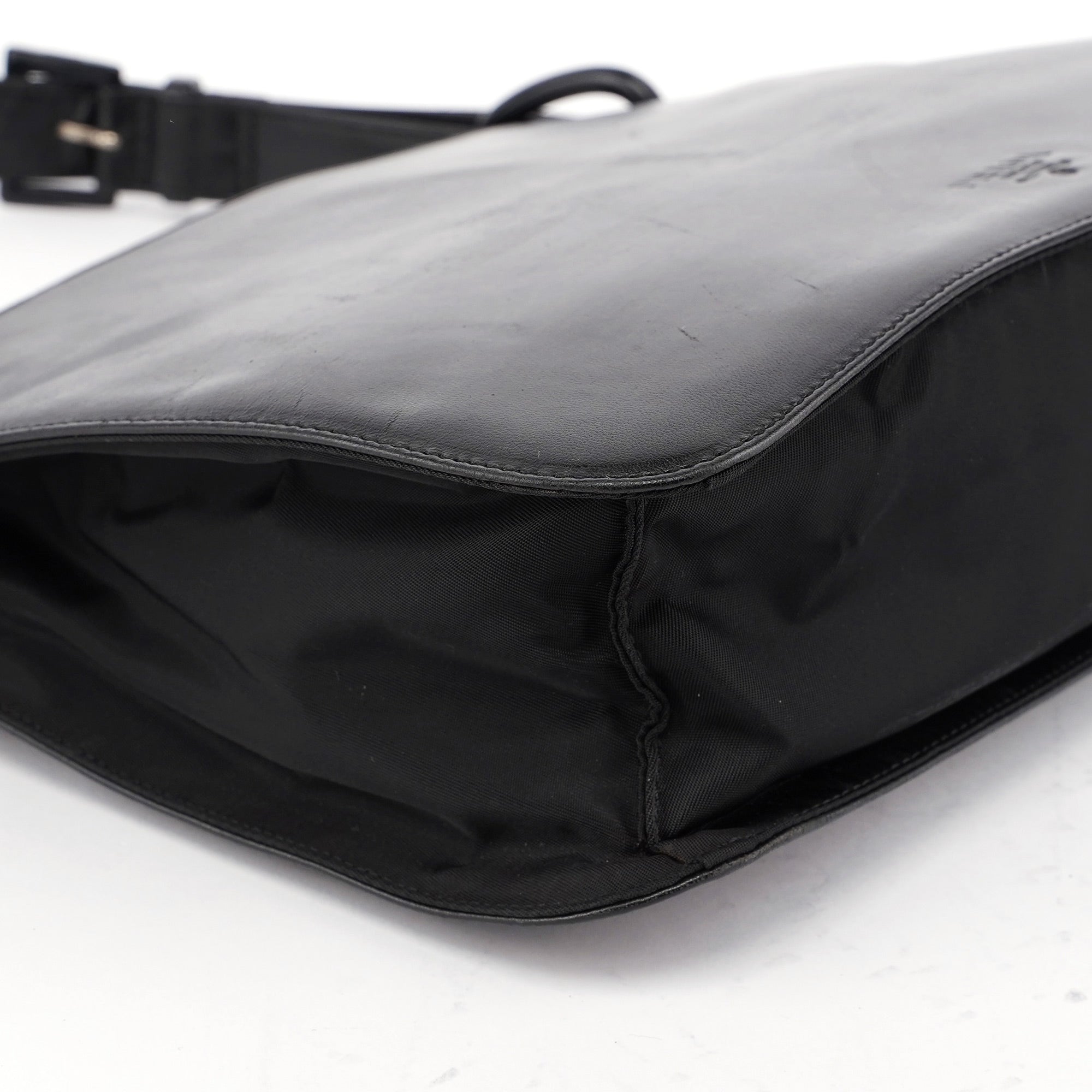 Black Vitello Tessuto Shoulder Bag