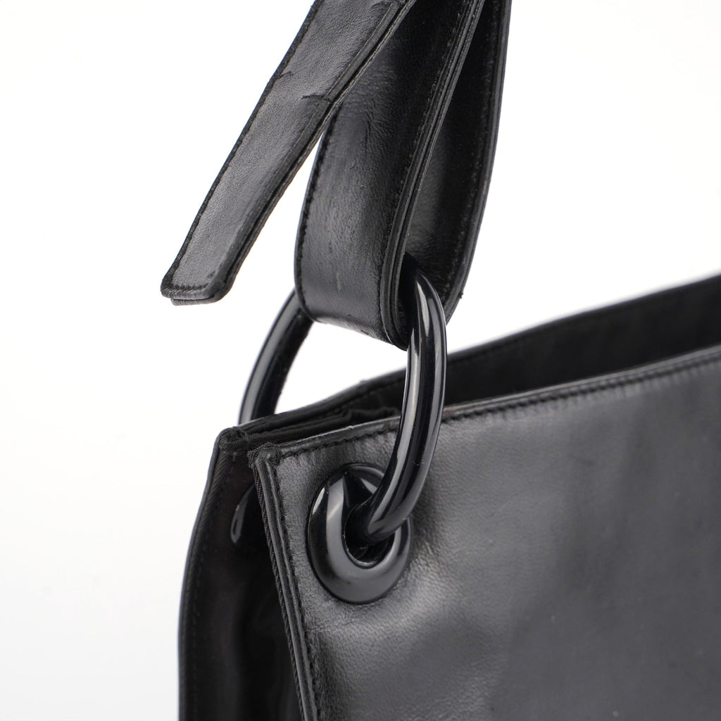 Black Vitello Tessuto Shoulder Bag