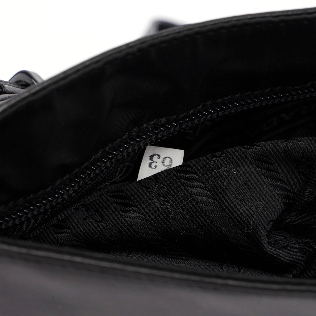 Black Vitello Tessuto Shoulder Bag