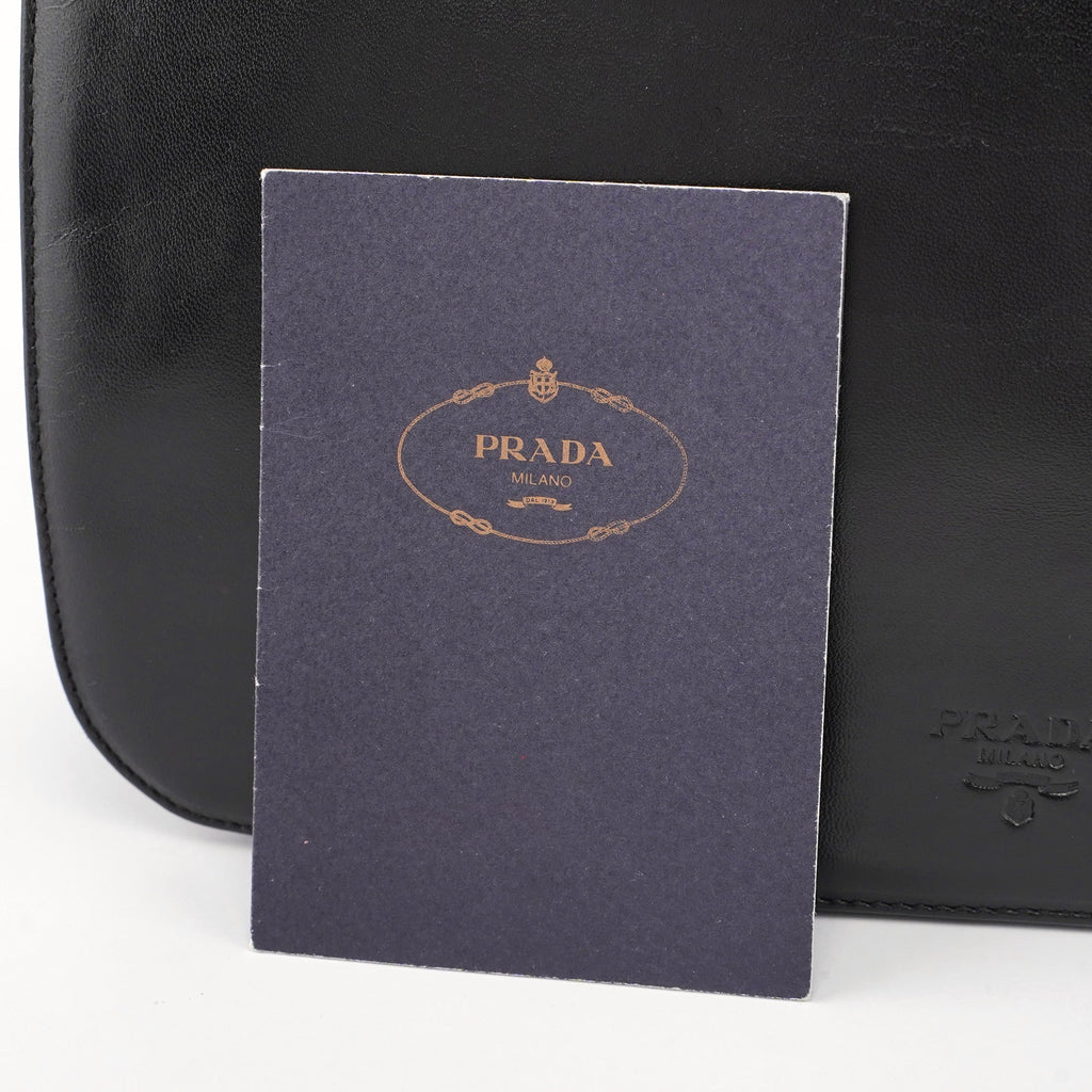 Black Vitello Tessuto Shoulder Bag