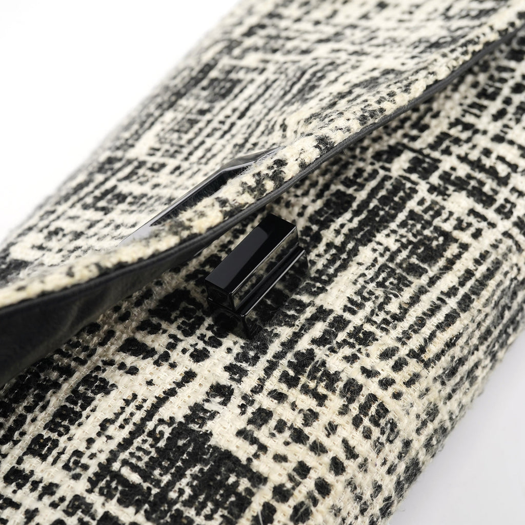 Black White Tweed Clutch Bag