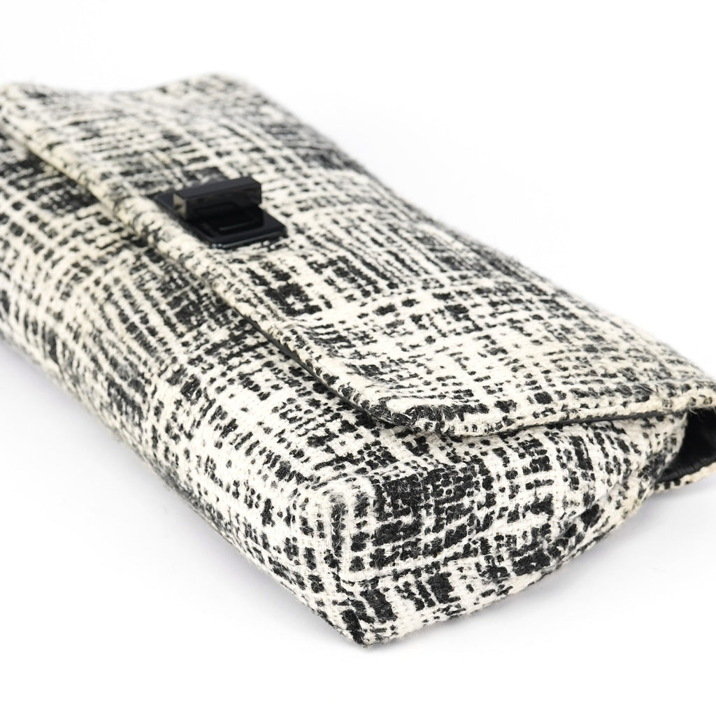 Black White Tweed Clutch Bag