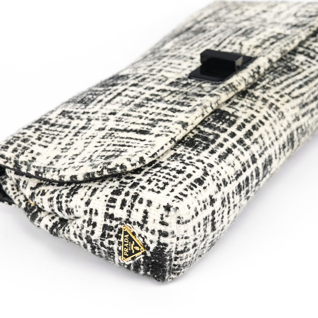 Black White Tweed Clutch Bag