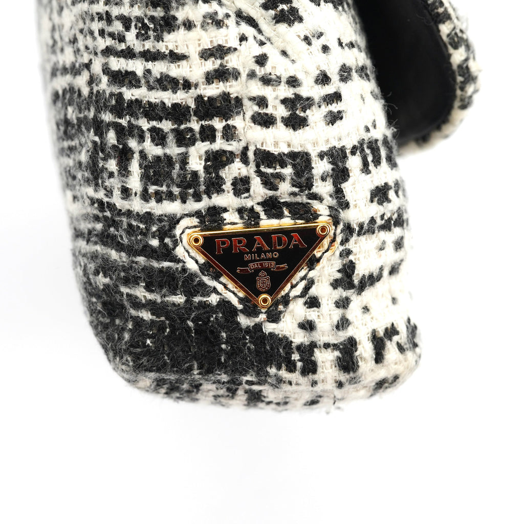 Black White Tweed Clutch Bag