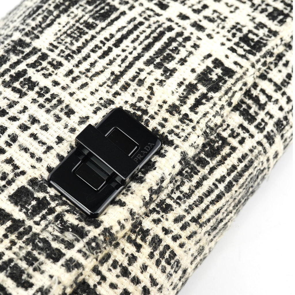 Black White Tweed Clutch Bag