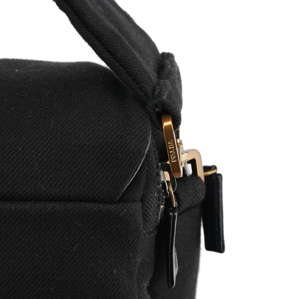 BN0245 Black Cotton Snap Shoulder Bag