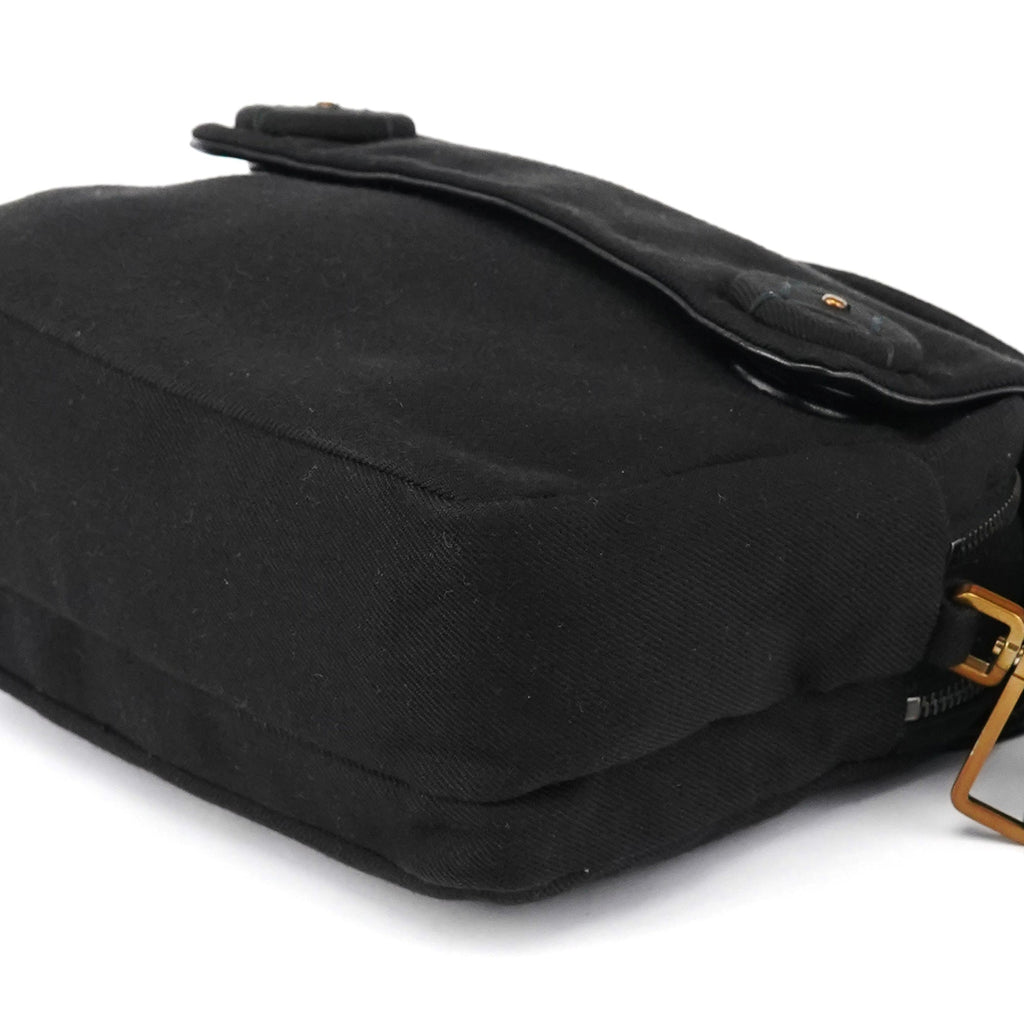 BN0245 Black Cotton Snap Shoulder Bag