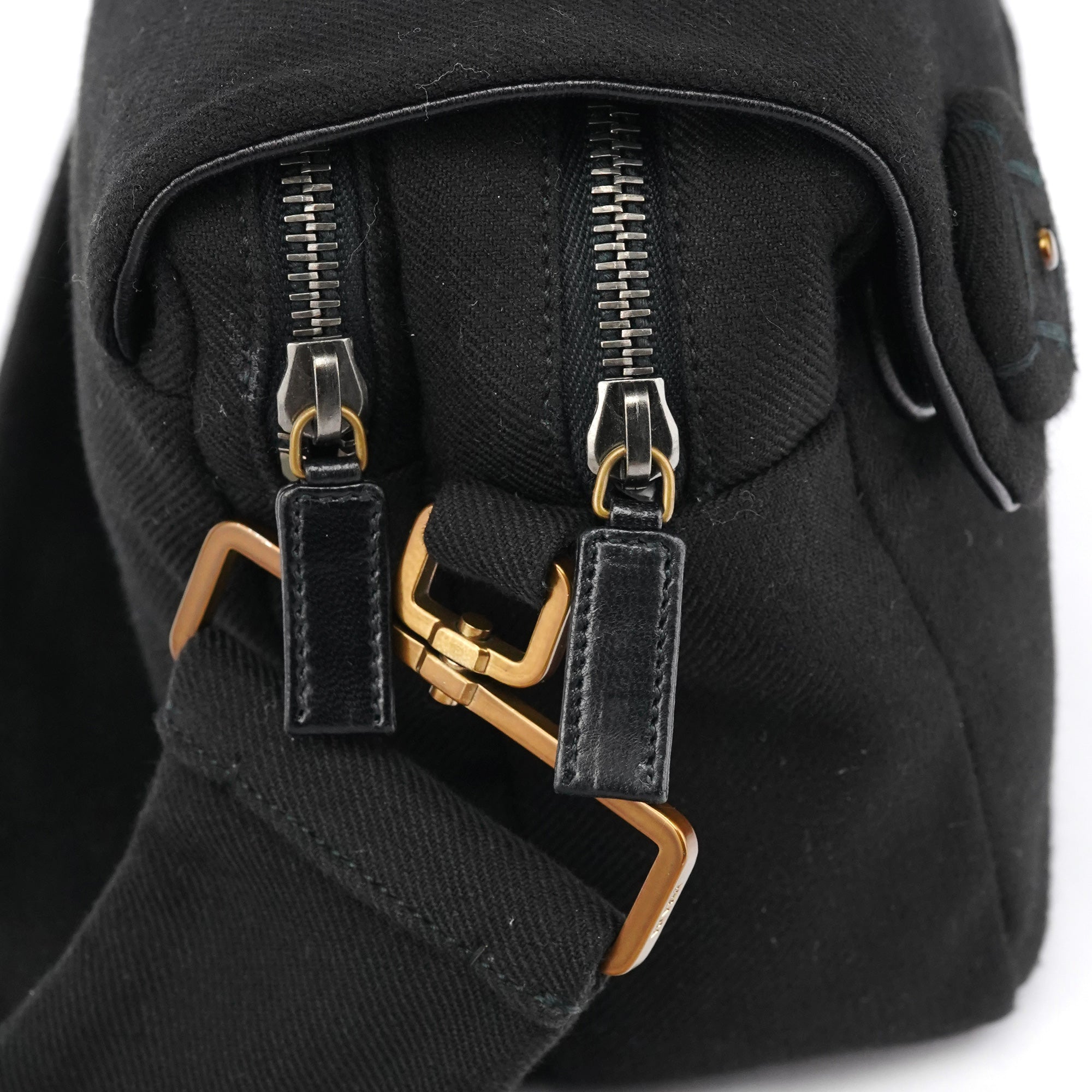 BN0245 Black Cotton Snap Shoulder Bag