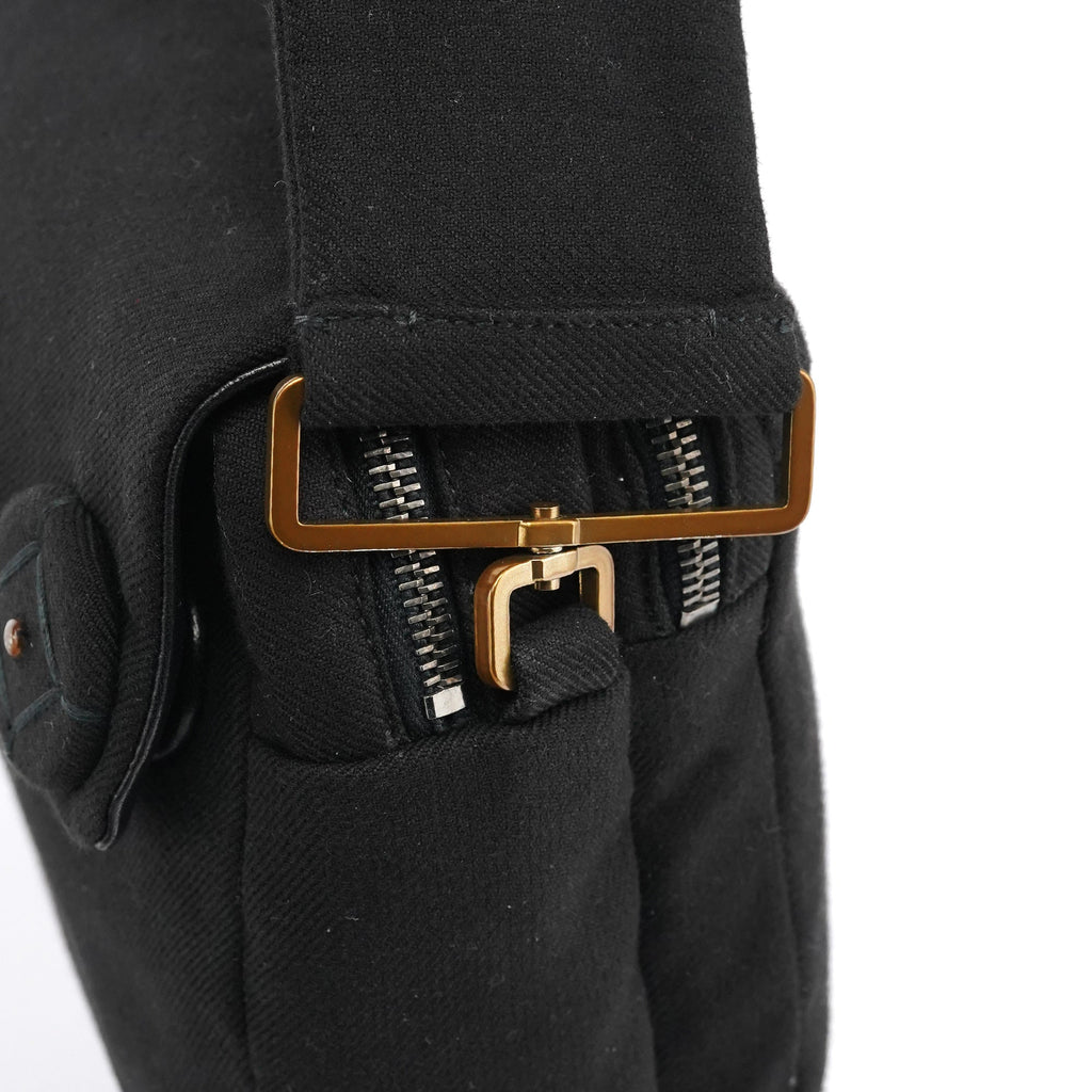 BN0245 Black Cotton Snap Shoulder Bag