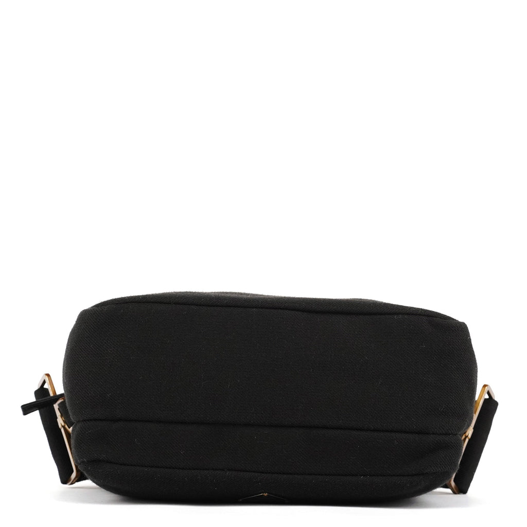 BN0245 Black Cotton Snap Shoulder Bag