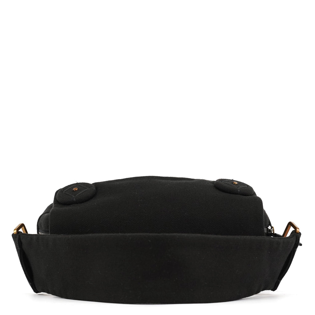 BN0245 Black Cotton Snap Shoulder Bag