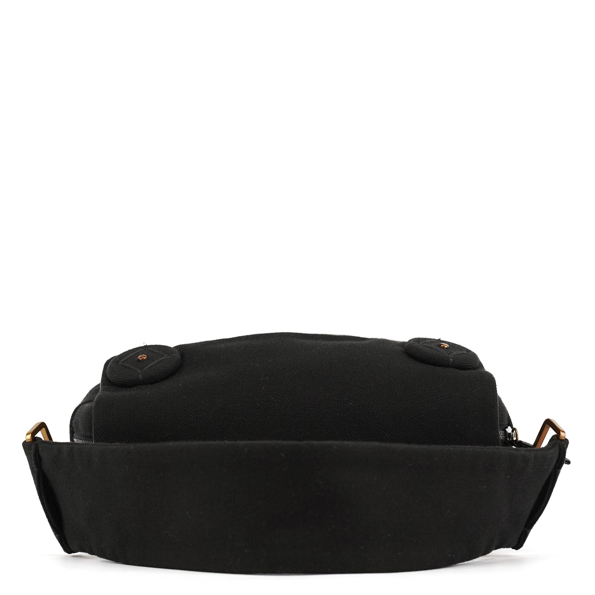 BN0245 Black Cotton Snap Shoulder Bag