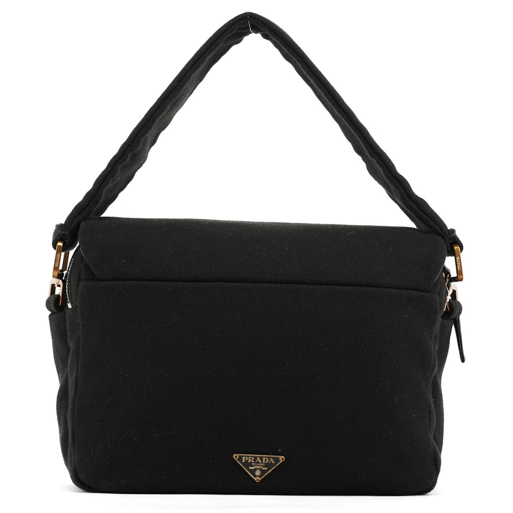 BN0245 Black Cotton Snap Shoulder Bag