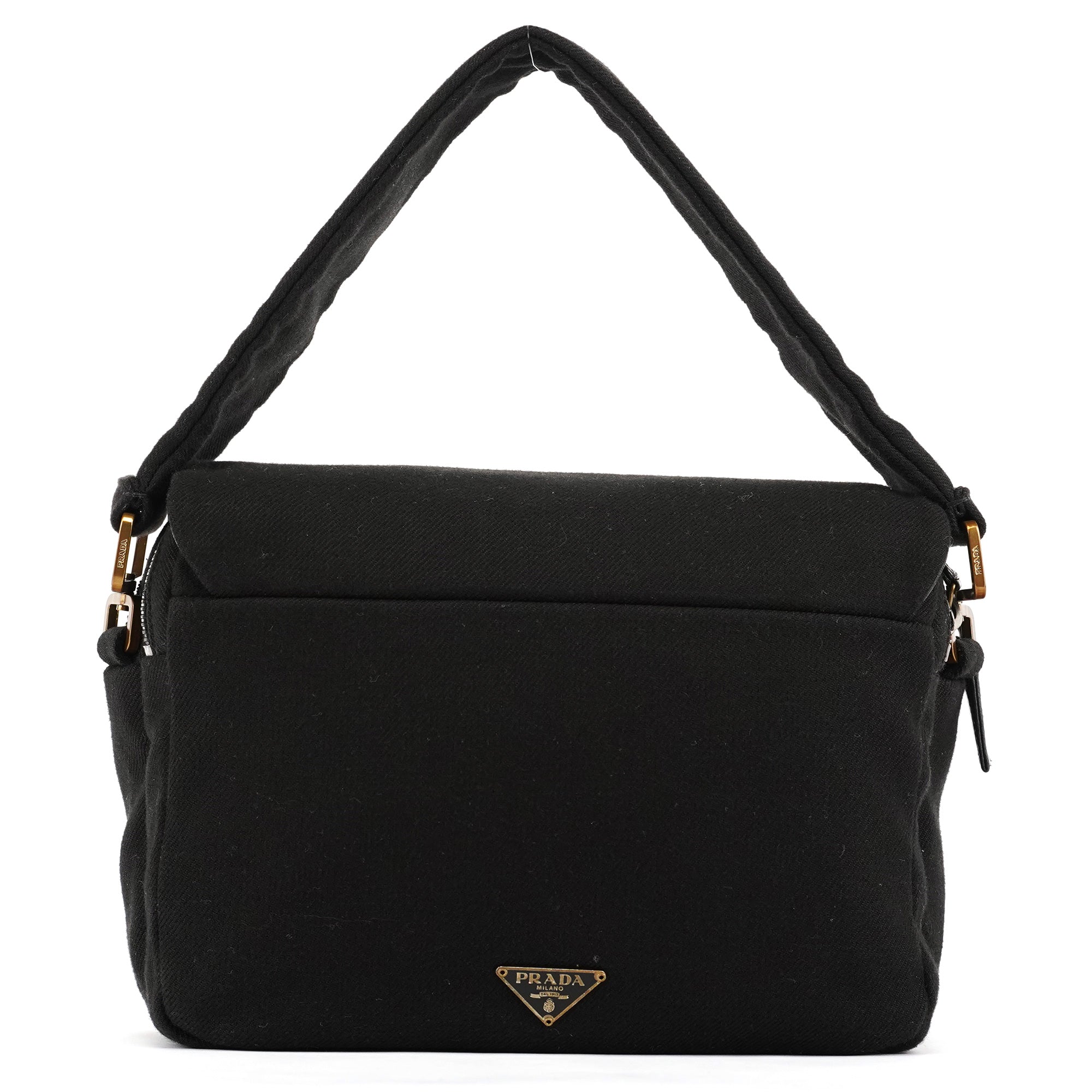 BN0245 Black Cotton Snap Shoulder Bag