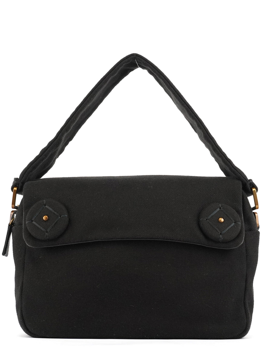 BN0245 Black Cotton Snap Shoulder Bag
