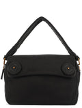BN0245 Black Cotton Snap Shoulder Bag
