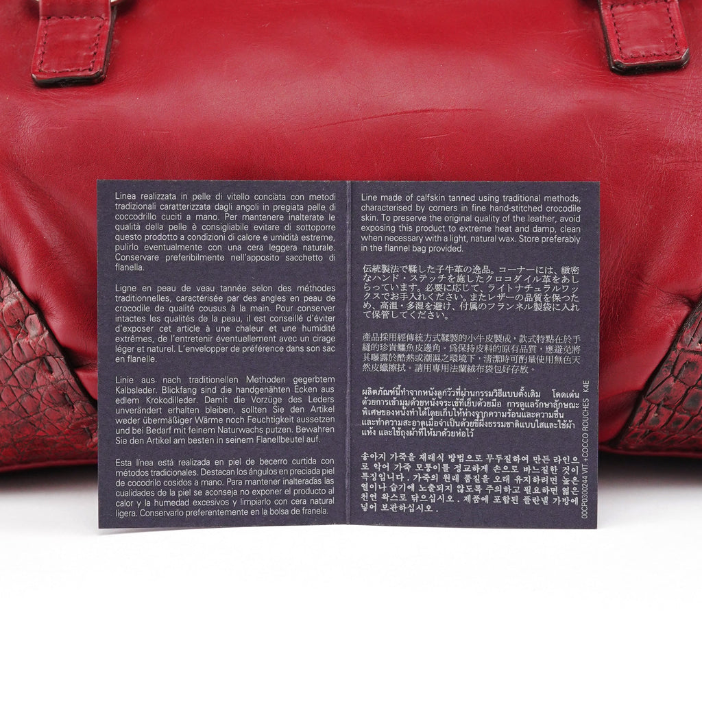 BN0759 Burgundy Croc Calfskin Bowling Bag
