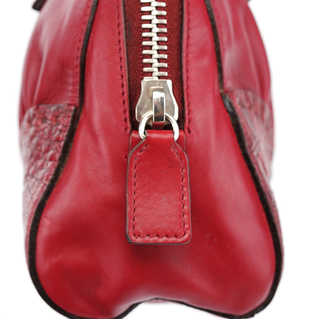 BN0759 Burgundy Croc Calfskin Bowling Bag