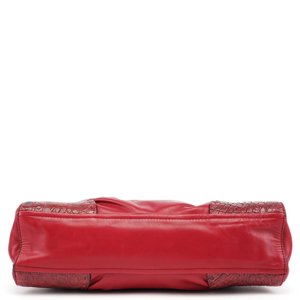 BN0759 Burgundy Croc Calfskin Bowling Bag