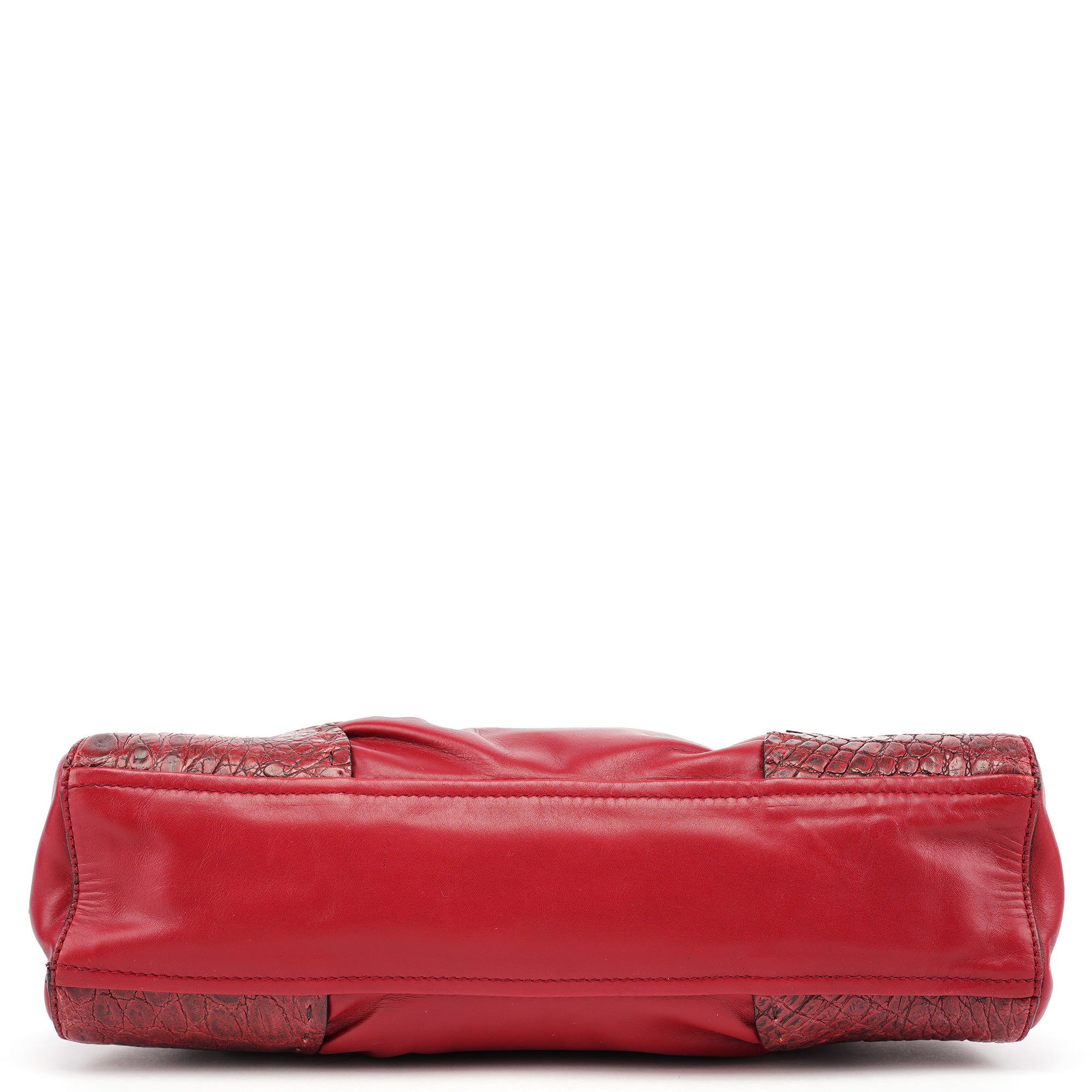 BN0759 Burgundy Croc Calfskin Bowling Bag