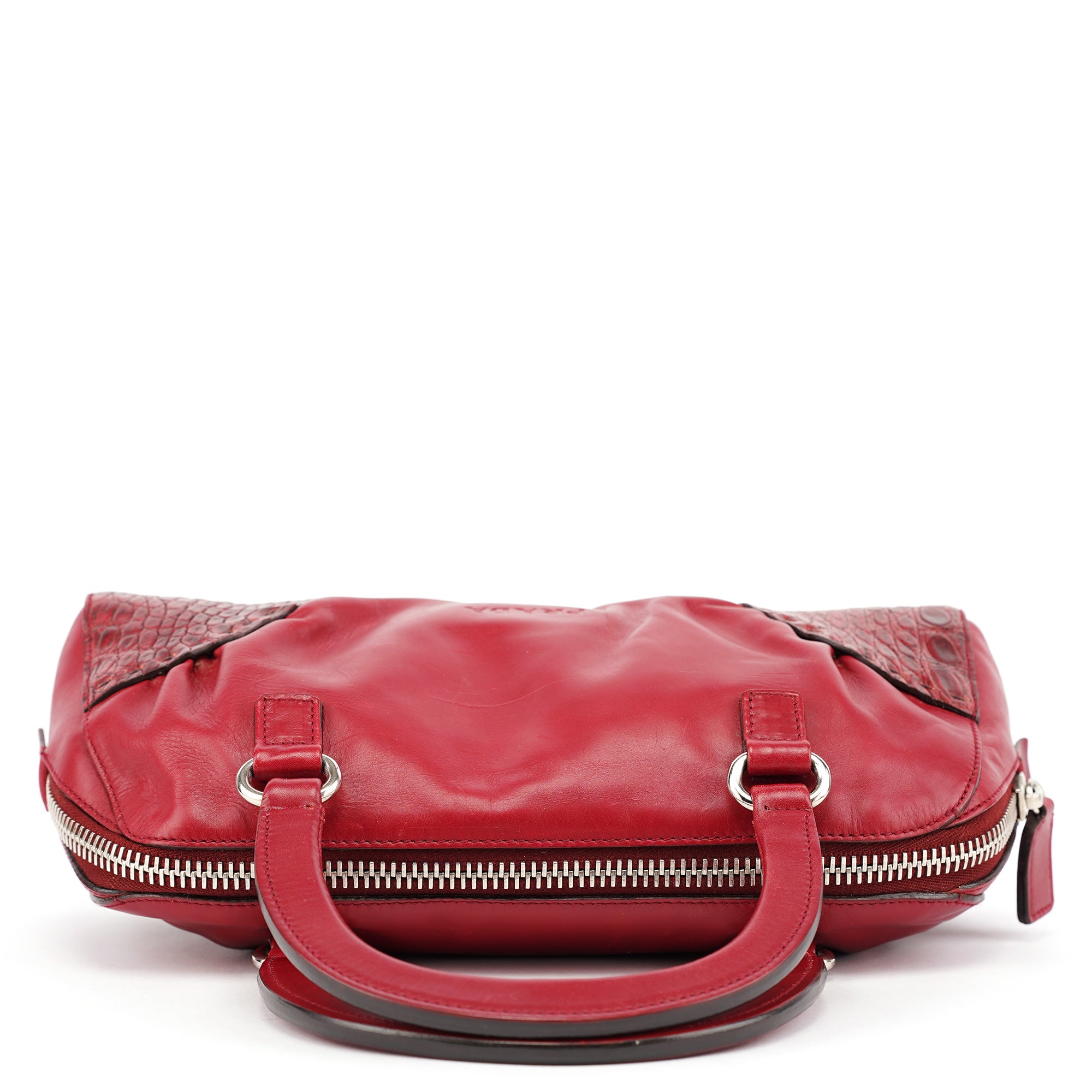 BN0759 Burgundy Croc Calfskin Bowling Bag