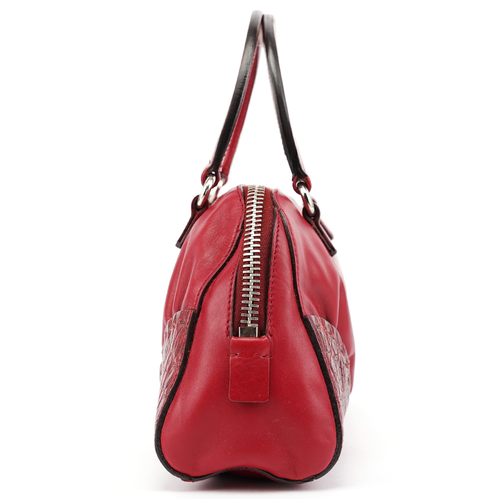 BN0759 Burgundy Croc Calfskin Bowling Bag