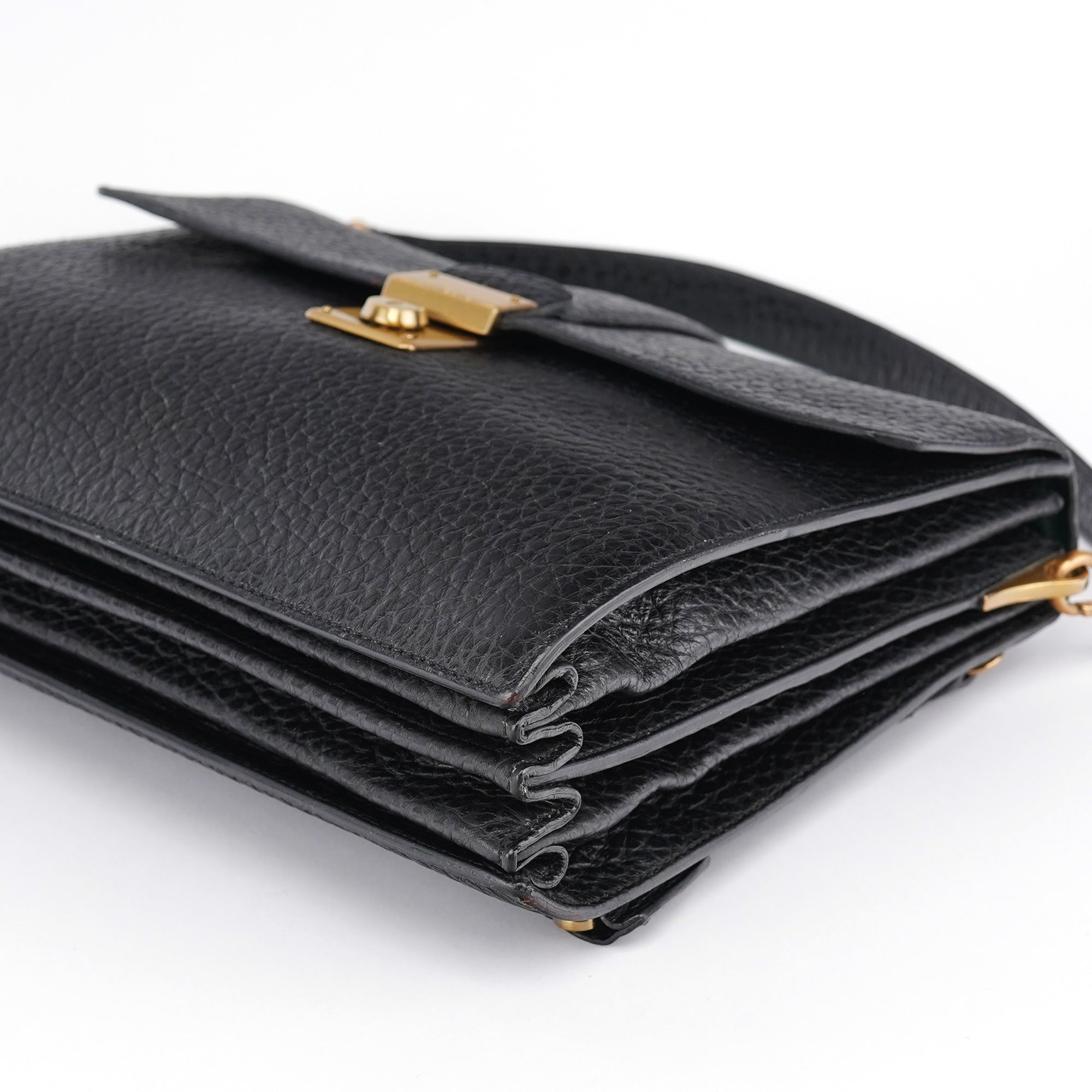 BN0960 Black Berlino Sound Leather Top Handle Bag