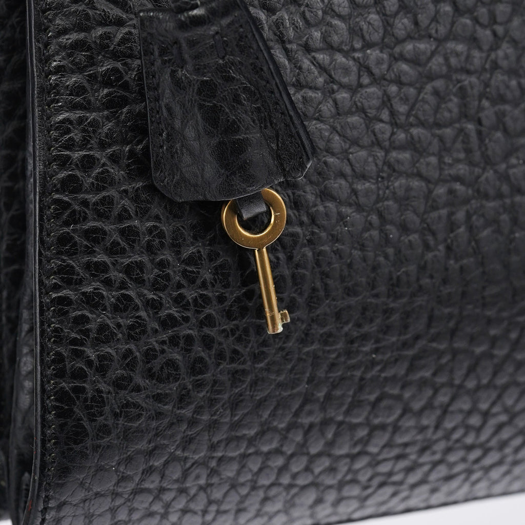BN0960 Black Berlino Sound Leather Top Handle Bag
