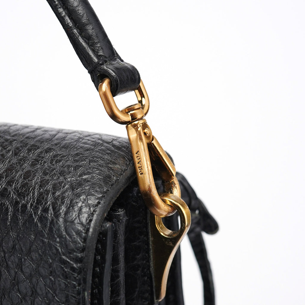 BN0960 Black Berlino Sound Leather Top Handle Bag