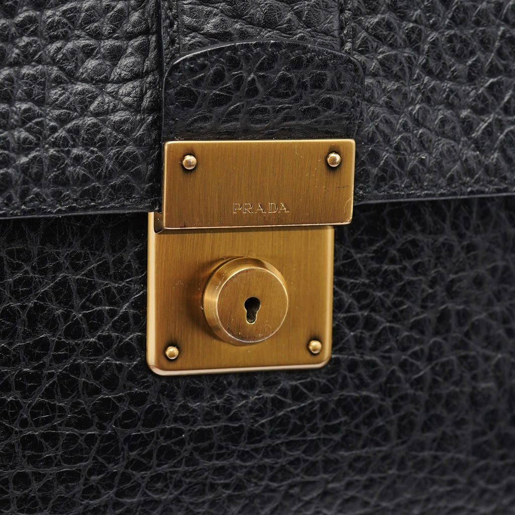 BN0960 Black Berlino Sound Leather Top Handle Bag
