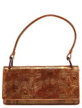 Bronze Tartaruga Patent Shoulder Bag