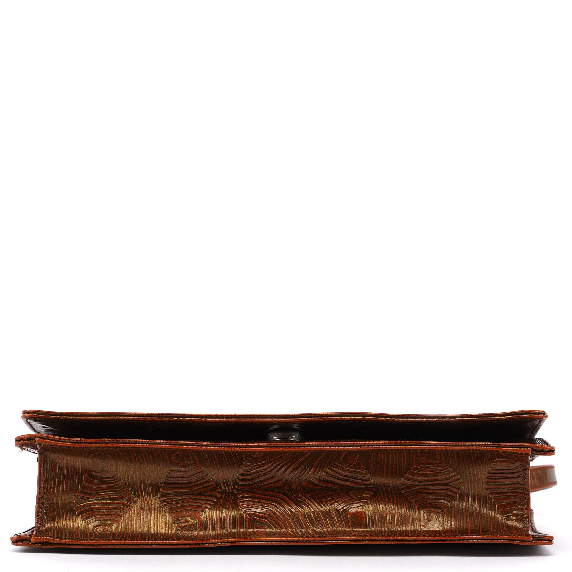 Bronze Tartaruga Patent Shoulder Bag