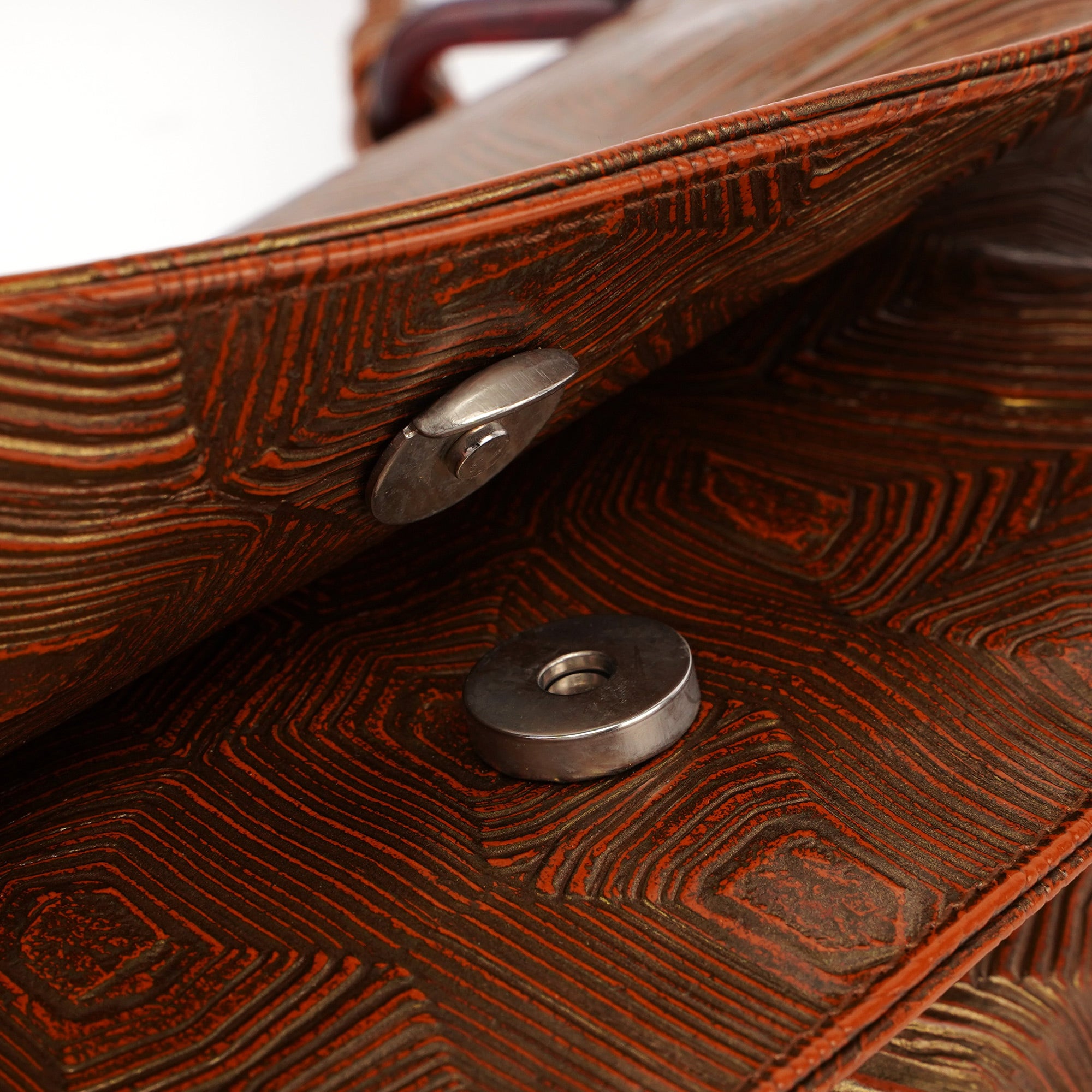 Bronze Tartaruga Patent Shoulder Bag