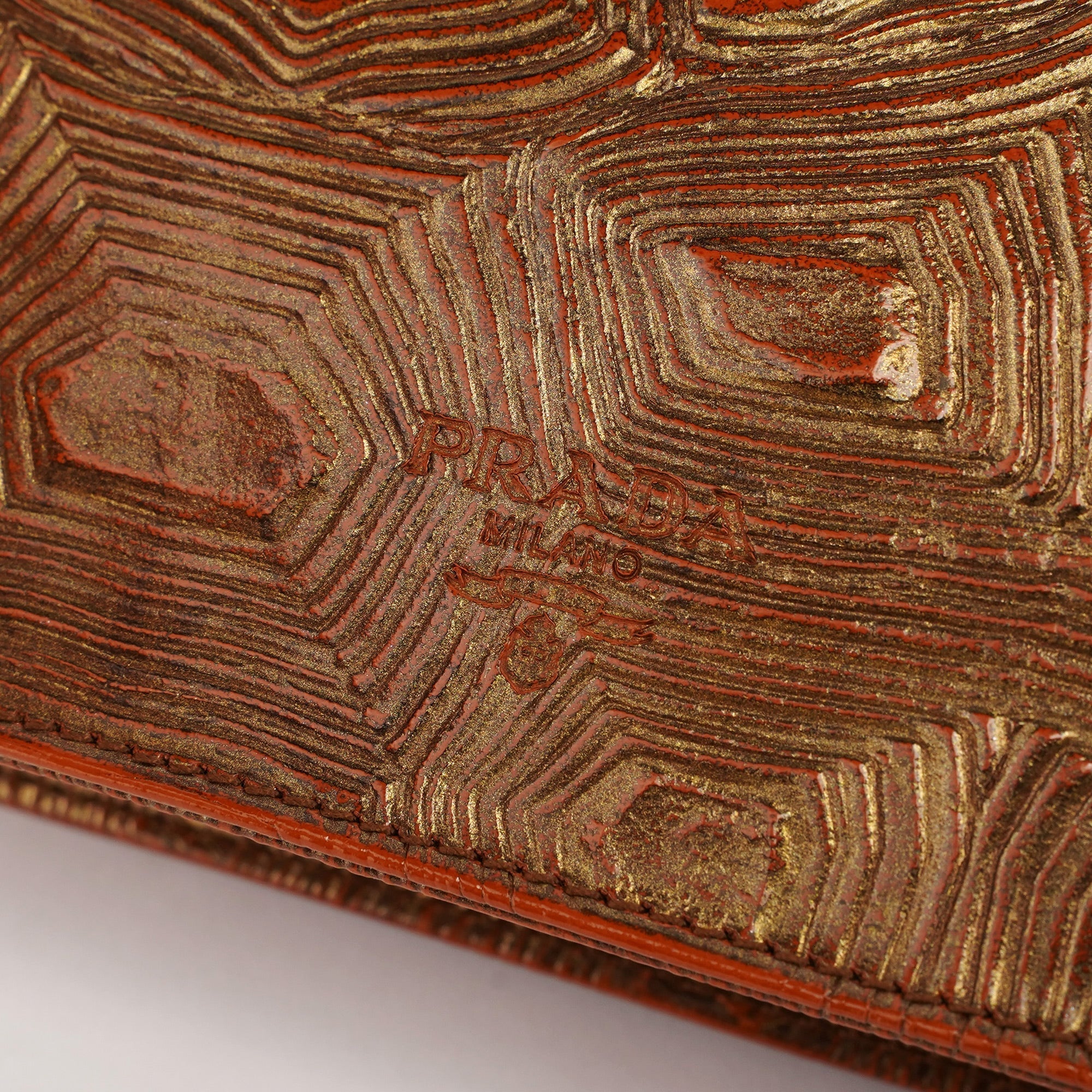 Bronze Tartaruga Patent Shoulder Bag