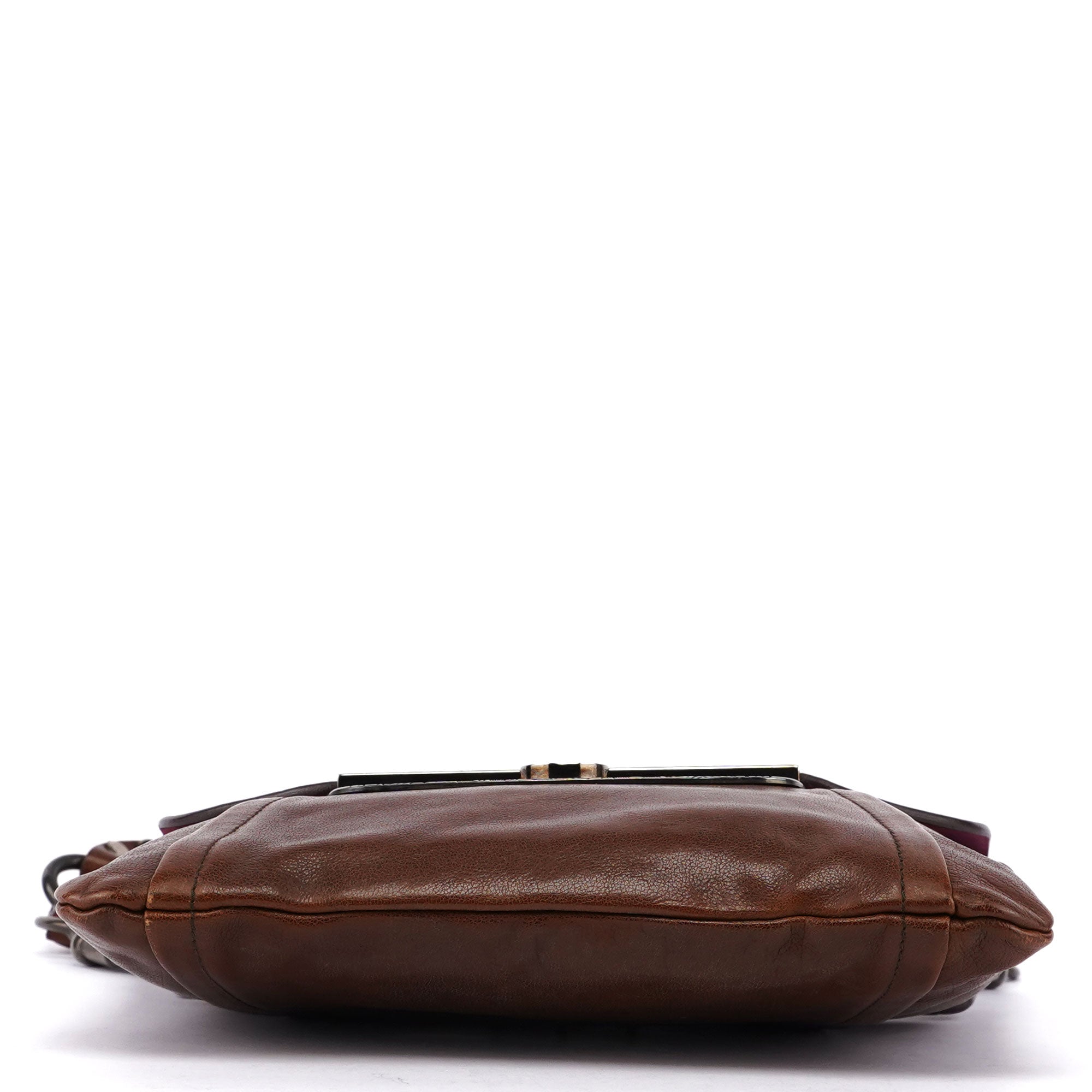 Brown Calf Shine Hobo Shoulder Bag