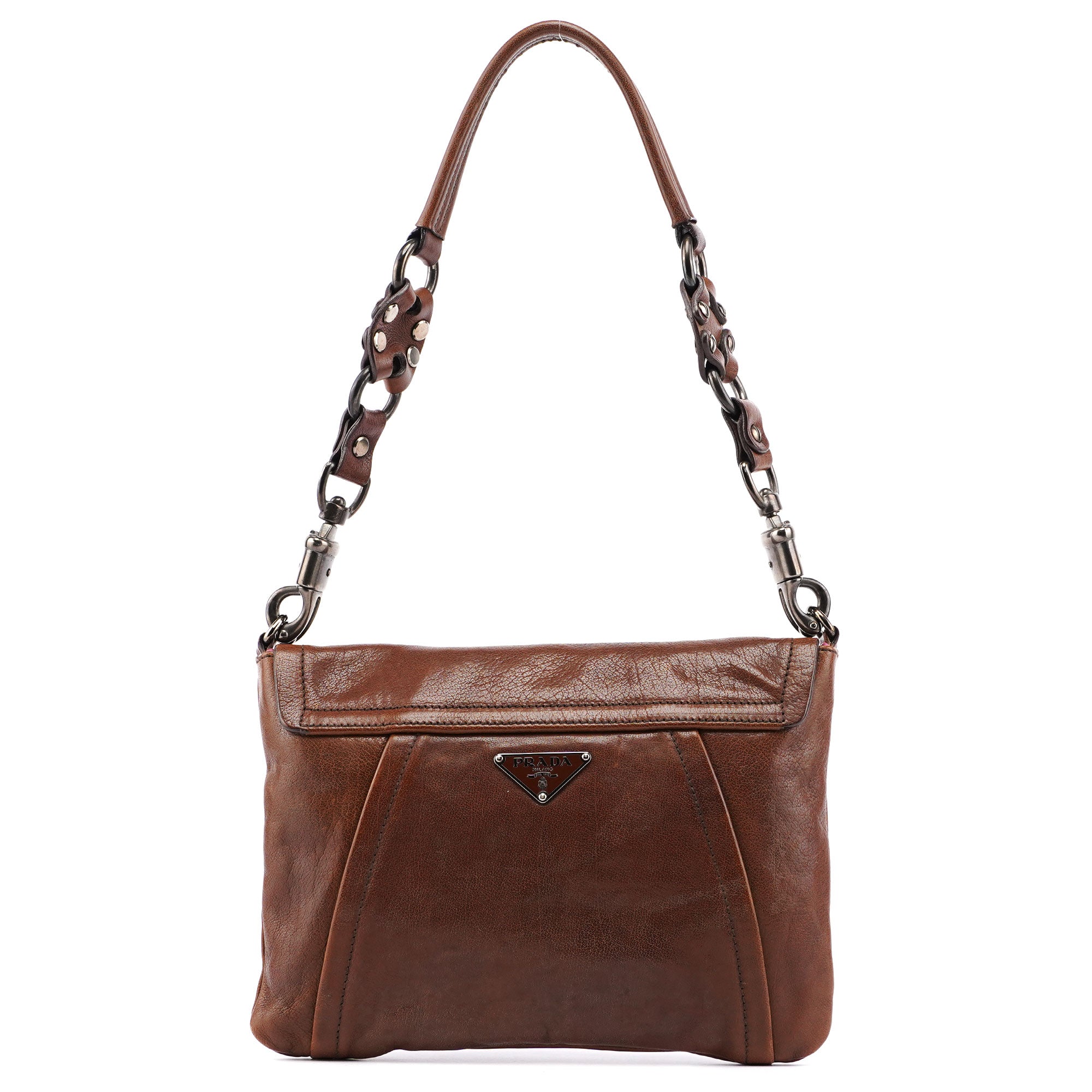 Brown Calf Shine Hobo Shoulder Bag