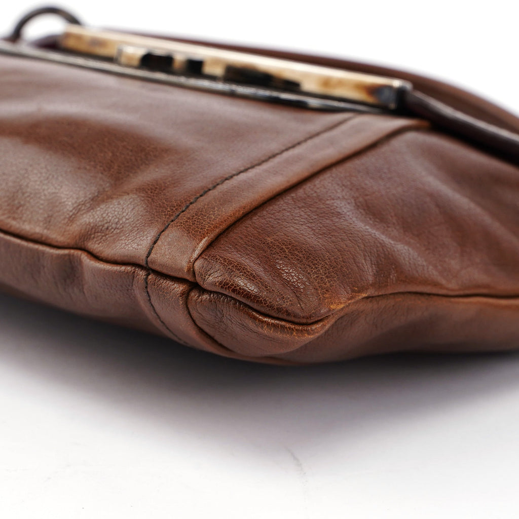 Brown Calf Shine Hobo Shoulder Bag
