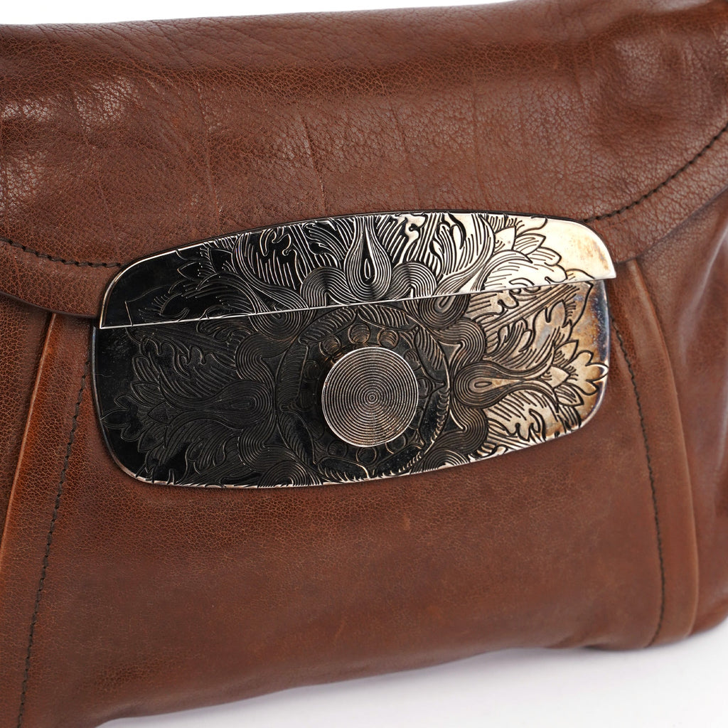 Brown Calf Shine Hobo Shoulder Bag