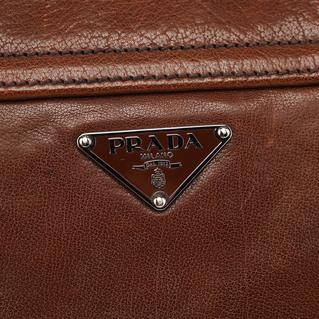 Brown Calf Shine Hobo Shoulder Bag