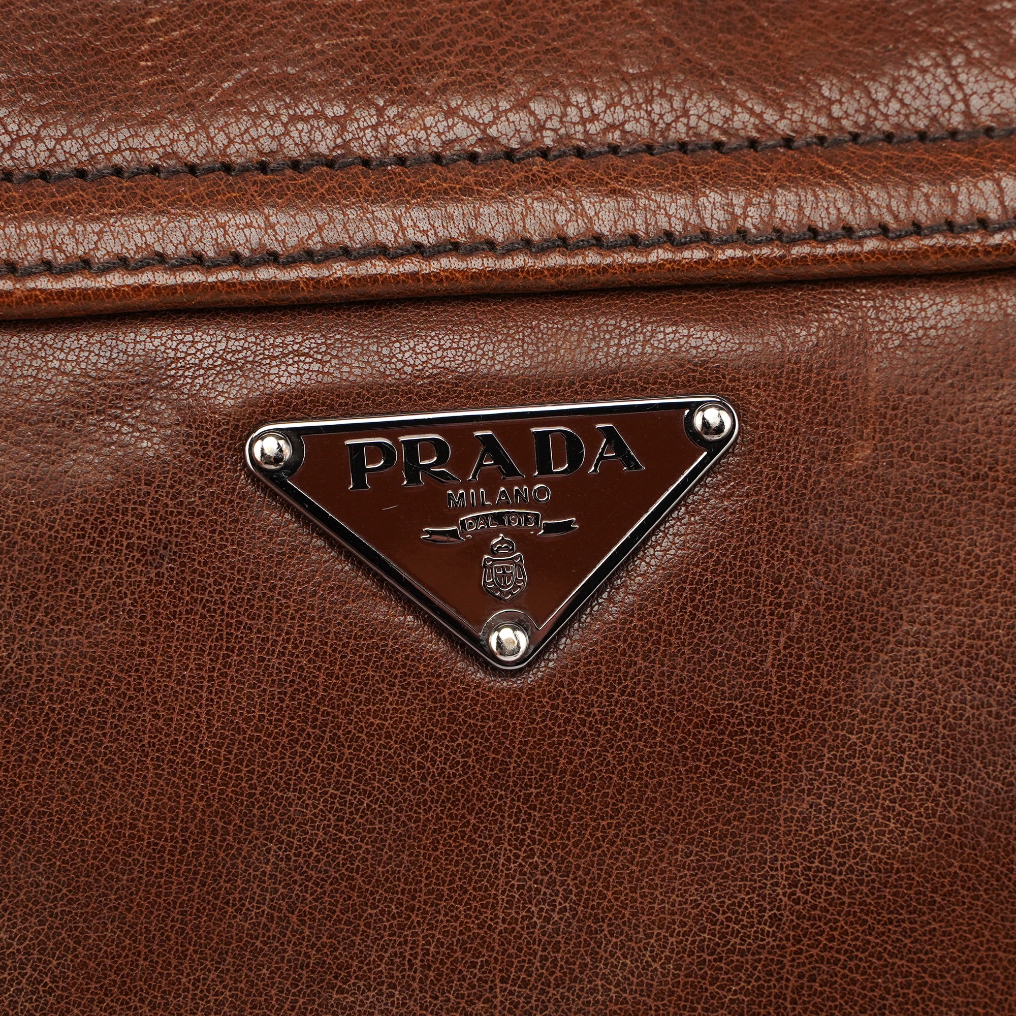 Brown Calf Shine Hobo Shoulder Bag